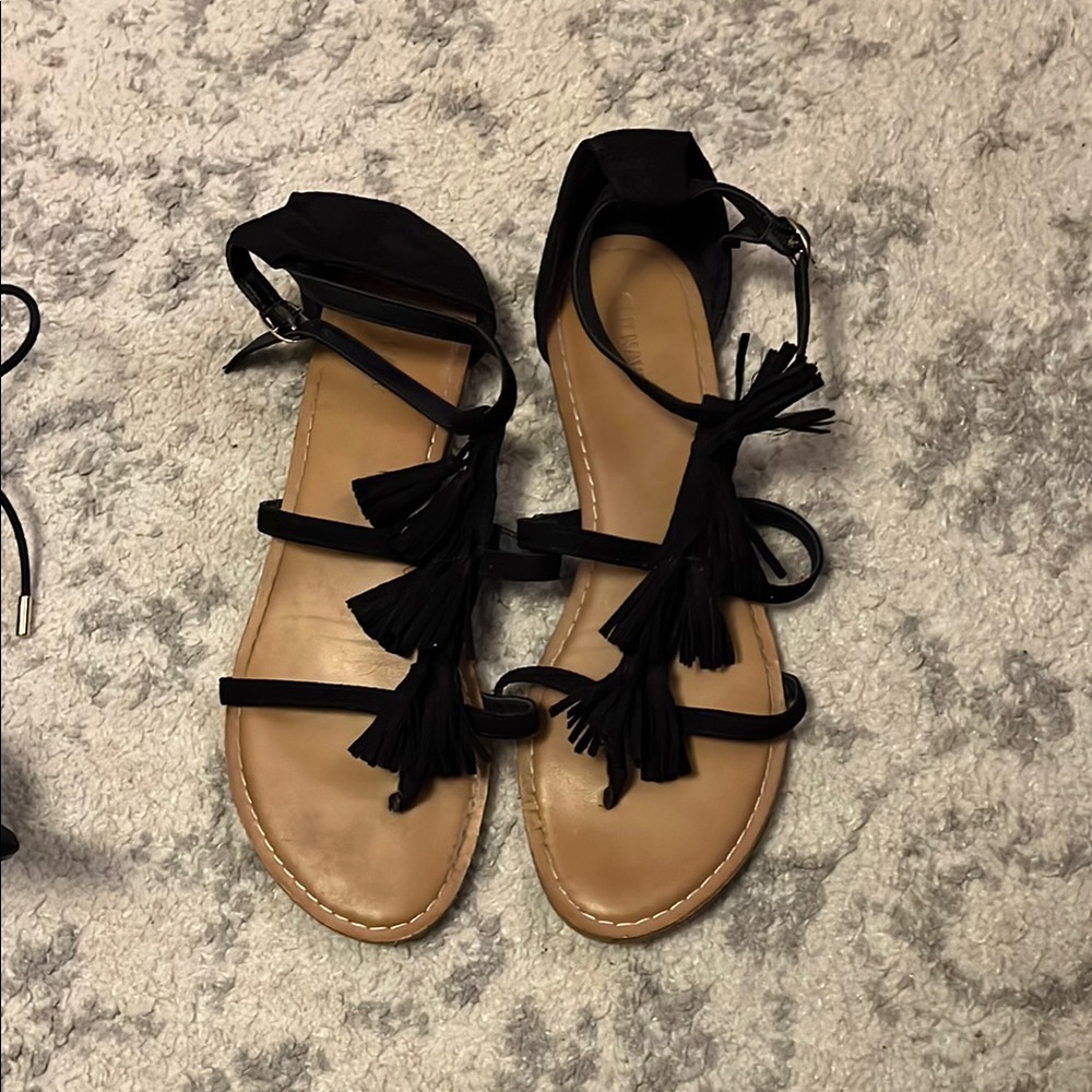 Old Navy Black Tassel Sandals